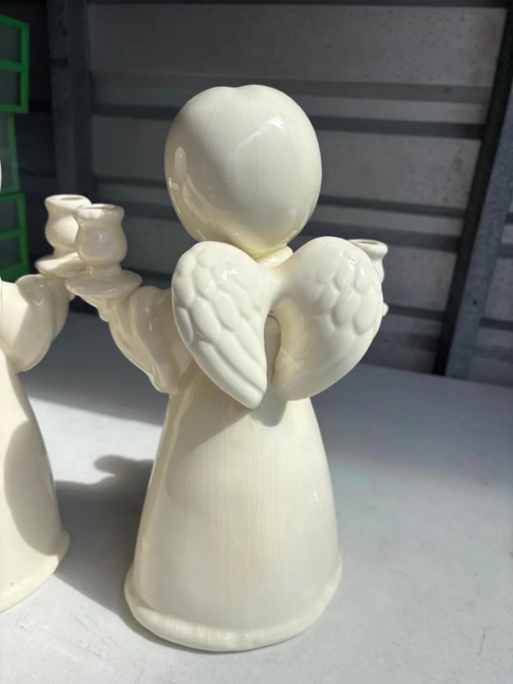 Set of 2 Vintage Ceramic ANGEL Dual CANDLE HOLDER - 13” Tall by 9